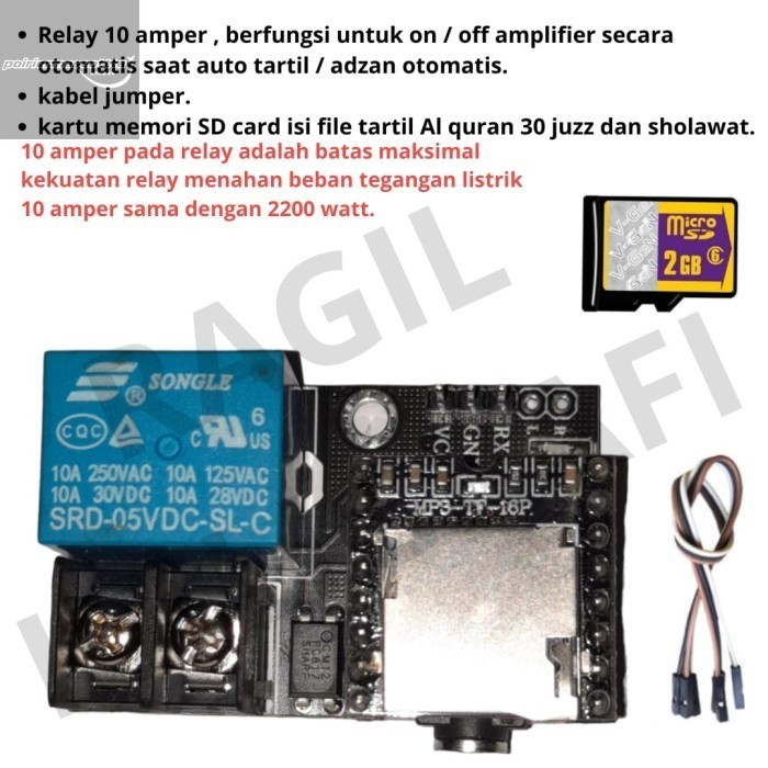 Kontroler JWS P10 RGB - KONTROLLER JAM SHOLAT DIGITAL P10 RGB - Modul MP3 10 A