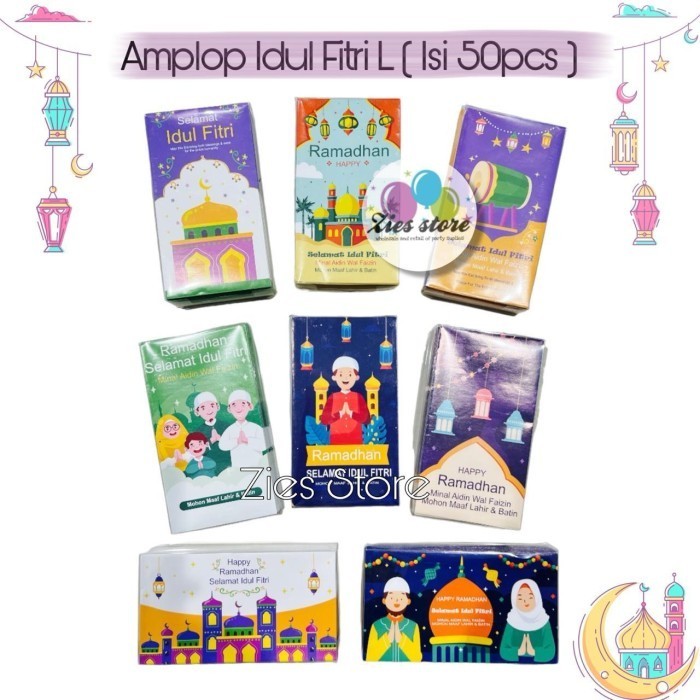 

[50Lembar] Amplop Lebaran Idul Fitri / Angpao Lebaran Box Mika Size L