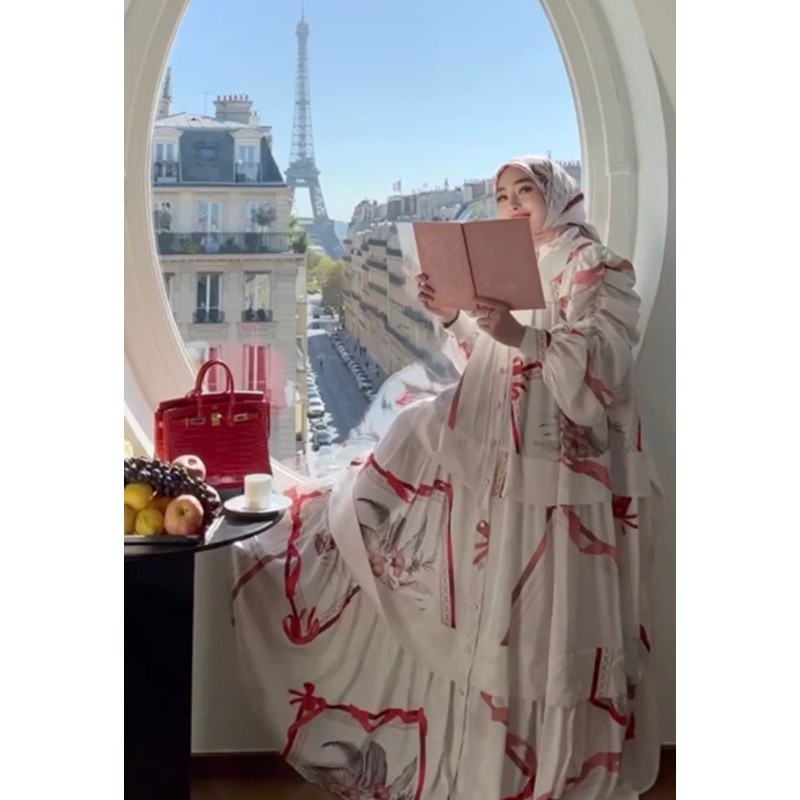 PROMO CUCI GUDANG FLASH SALE New Gamis paris Set Hijab Shellasaukia ORi Terbaru Gamis Haji ORi By Sh