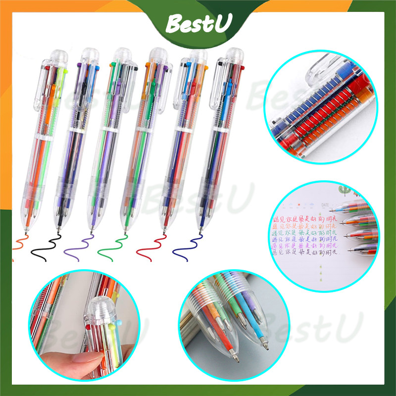 

Pulpen Ballpoint 6 warna0,5mm Ujung Bundar/warna warni bolpoin/Bolpoin 6 warna/ Pulpen Warna Mekanik Pastel Color