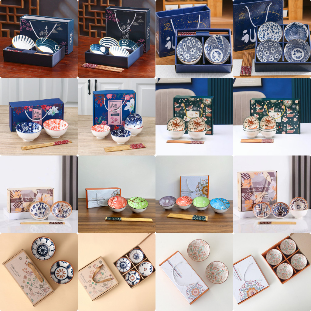 

HAMPERS Set 2/4 Pcs Souvenir Mangkok Mangkuk Sumpit Jepang / Peralatan Makan Keramik Kado Pernikahan Hadiah Gift Set Hadiah Natal Lebaran Imlek/ Baru Mewah