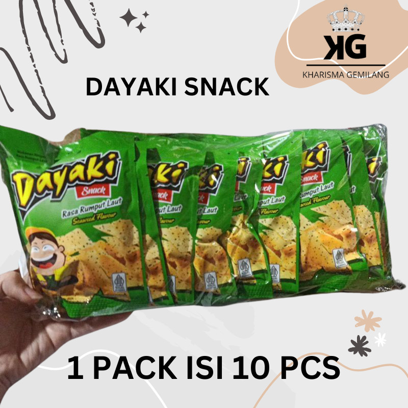 

KG- DAYAKI RUMPUT LAUT 10 x 18g (1 Pack Isi 10 Pcs) Snack Rasa Rumput Laut Chiki Gurih Asin Ciki Murah Ball