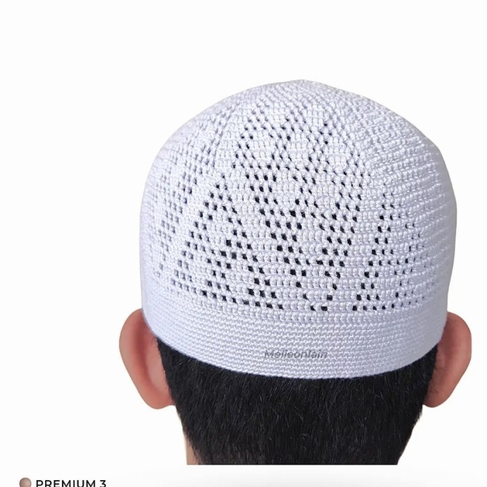 peci kopiah rajut yaman Madinah handmode - putih 4