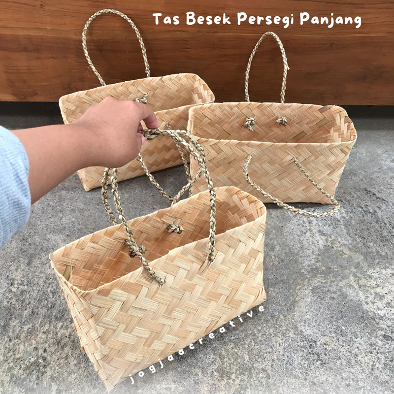 

TAS BESEK BAMBU NATURAL Ukuran 27 x 10 t 15 cm | tas kue kering tas makanan tas minuman tas jogja goodie bag hampers bambu