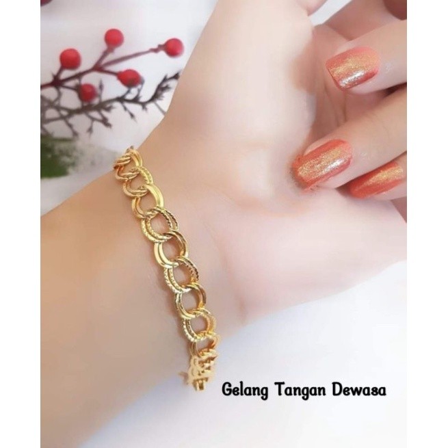 Gelang Tangan Rantai Titanium Gelang Wanita Dewasa Gelang Emas Imitasi Anti Luntur Anti Karat