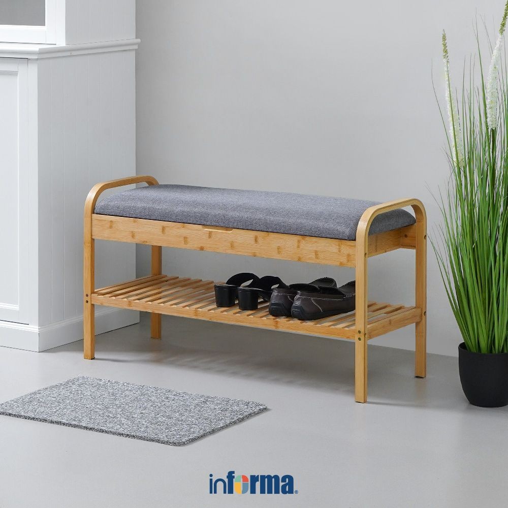 Informa 90X33X50 cm Levy Rak Sepatu Bench - Cokelat Shoe Rack Organizer Sandal Sepatu Kabinet Alas K