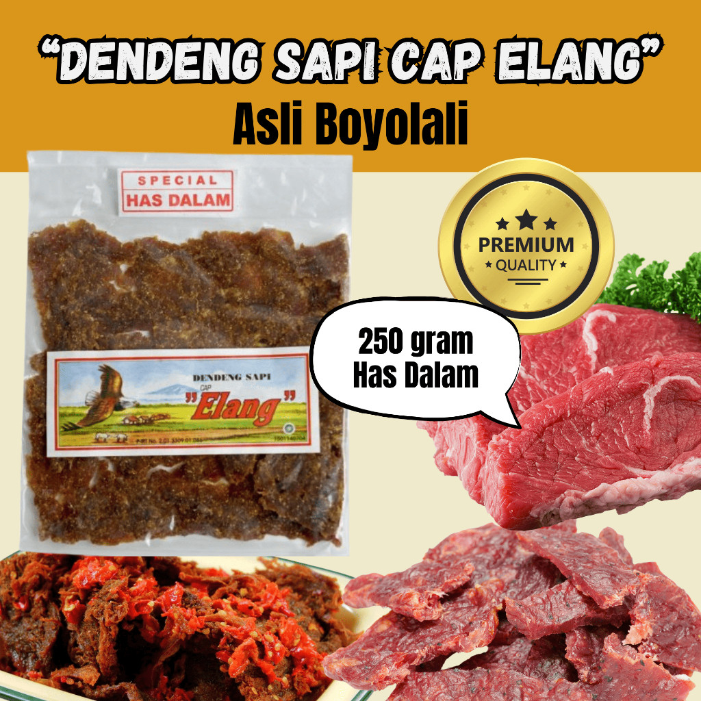 

Dendeng Sapi Kering Boyolali Cap Elang Siap Goreng 250 g