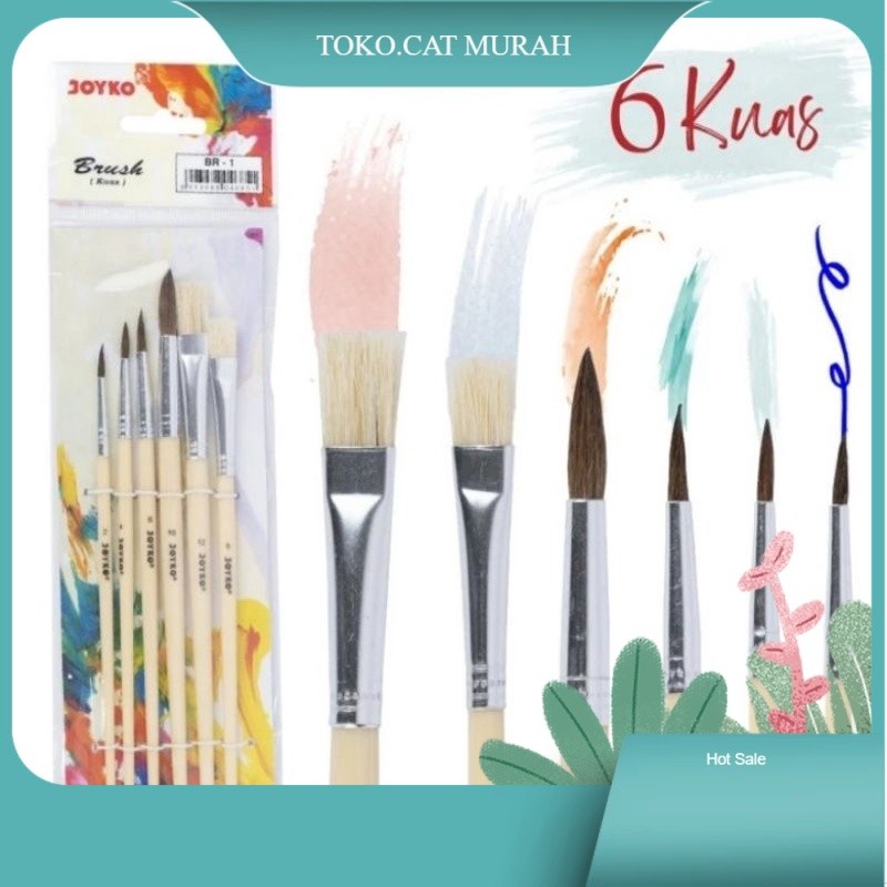 

Kuas Lukis 1 Set 6 pcs dan 5 pcs Cat Akrilik Cat Air Joyko BR1