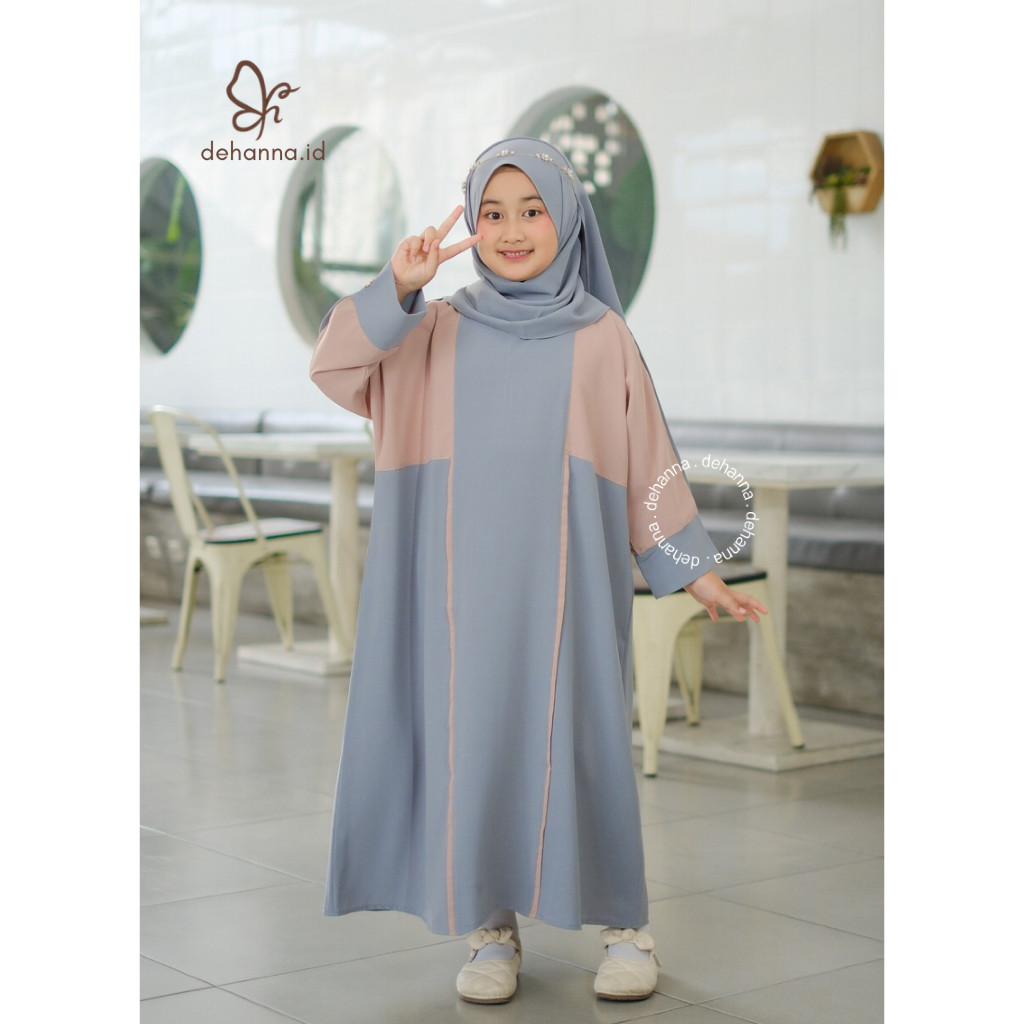 TV23EW Baju Gamis Abaya Anak Perempuan Bahan Anti Uv Umur 2 - 12 Tahun Model Batwing Terbaru