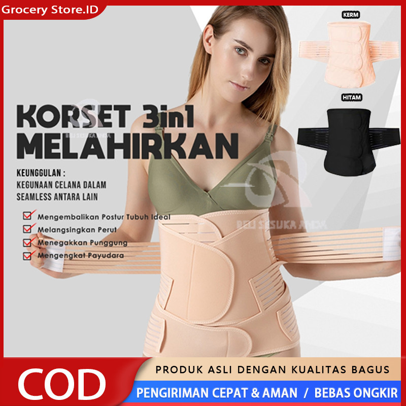 LESEDI Korset Pelangsing 3IN1 Stagen Korset Pelangsing 3in1 Stagen Korset melahirkan Pengecil Perut 
