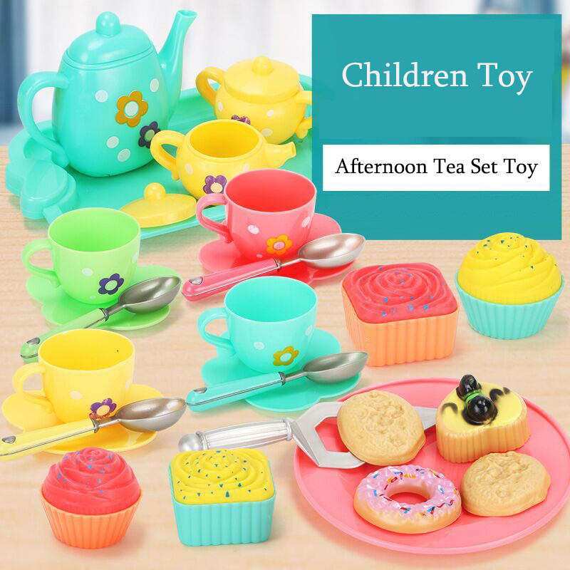 Plastic Pretend Play Tea Party Set Play Food Accessories Kids Mini Kitchen Afternoon Teapot Pretend 