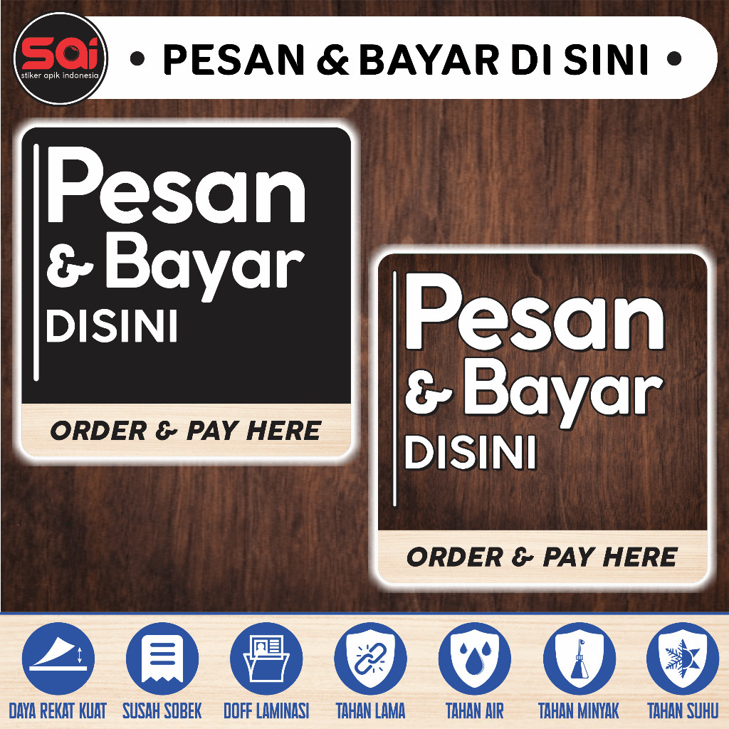 

STIKER VINYL PESAN & BAYAR DI SINI LAMINASI DOFF