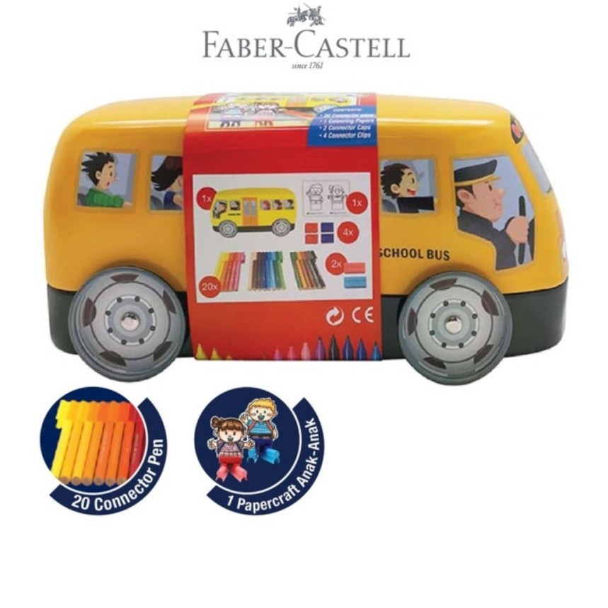 

20 CONNECTOR PENS SCHOOL BUS TIN CASTELL 155021L / SPIDOL WARNA