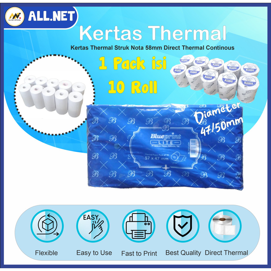 

Kertas thermal 47x58mm Direct Thermal Kertas Nota Kasir Continouse