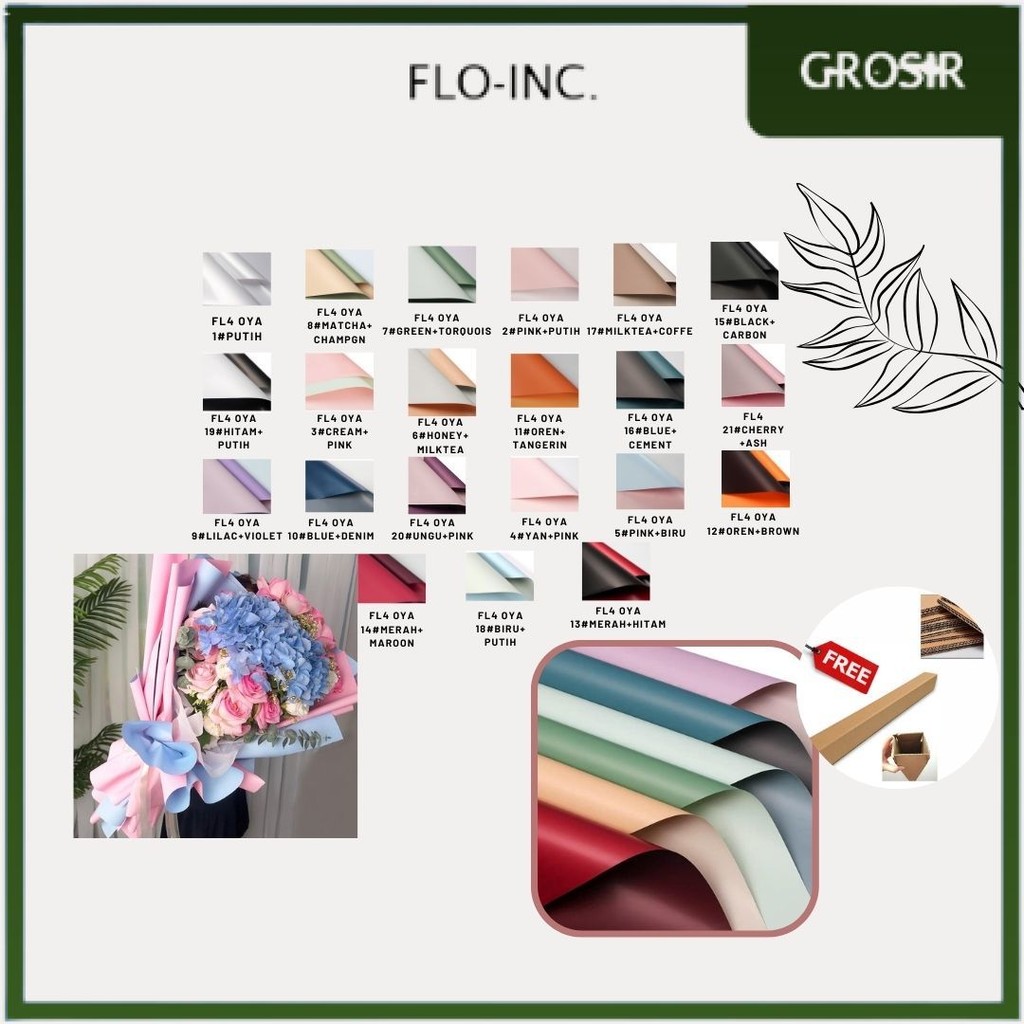 

FLO-INC. - (5 LEMBAR) - FL4 OYA SMALL 38.5*45CM Kertas Bunga Buket Dua Warna Bi Color/Kertas Buket Florist Cellophane
