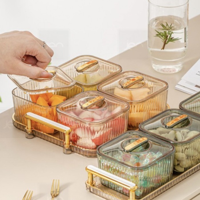 

Hampers lebaran toples kue kering snack cantik set premium tray korea - Set 4 Green