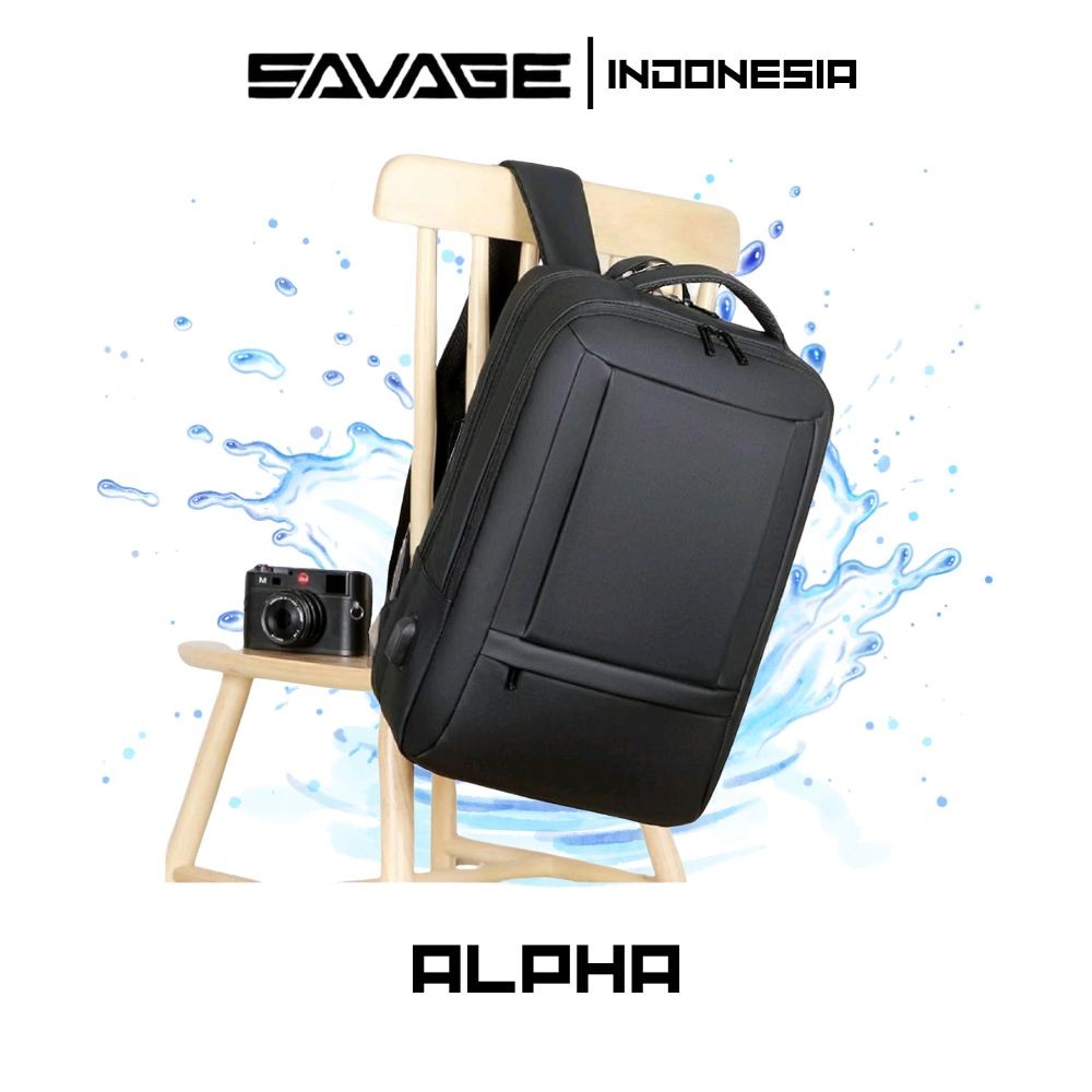 SAVAGE ALPHA Ransel Backpack Laptop Pria Wanita Anti Air Waterproof Port USB