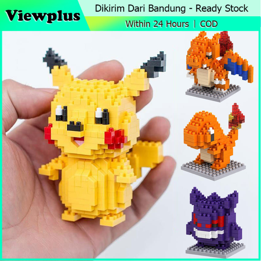 Nano Block Pokemon Pikachu Mini Figure Mainan Pokemon Mini Brick DIY Balok