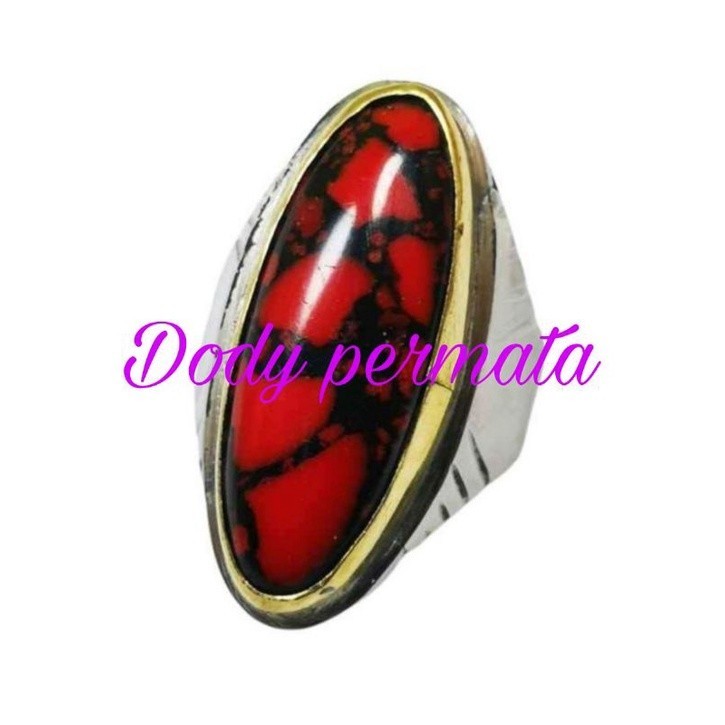 Batu akik pirus merah serat antik