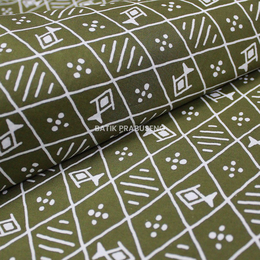 Batik Prabuseno Kain Batik Print  Ikan Kecil Hijau Seri Kalanata Meteran Premium  Kekinian Aesthetic