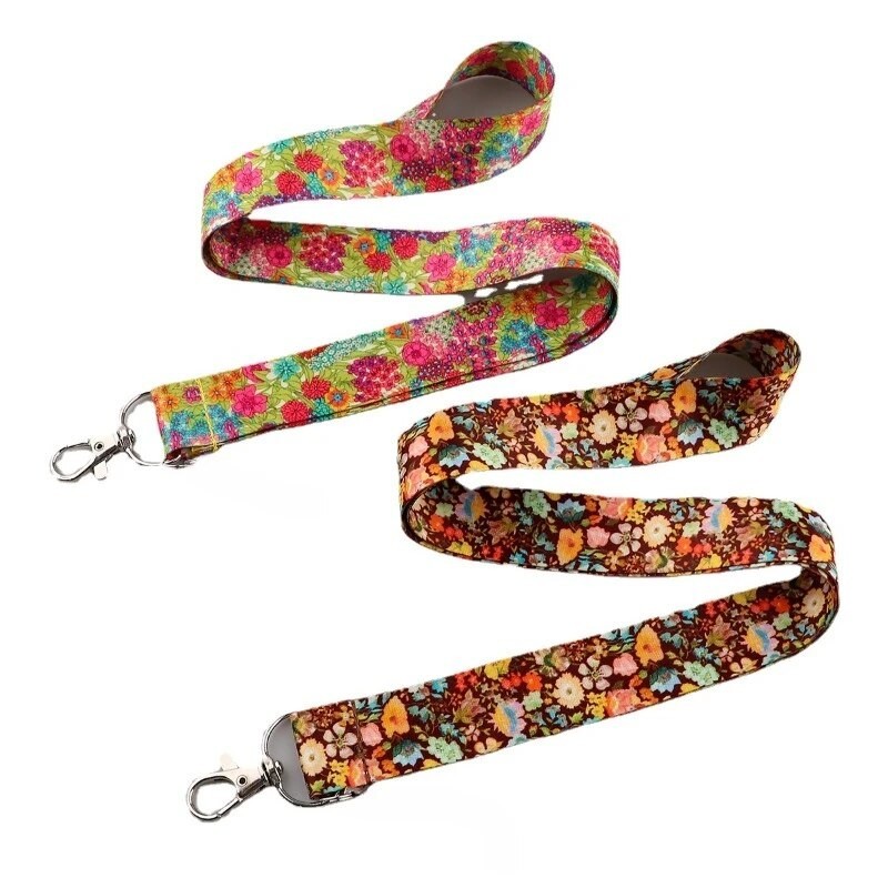

Retro Flowers Prints Cellphone Lanyard Neck Strap for Keys ID Tag Work Pass Card Mobile Straps for USB Badge Holder DIY Lanyard