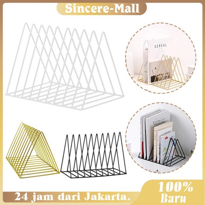 

PROMO!! -Pembatas Buku Minimalis Triangle Bookshelf Rak Buku Segitiga - Putih