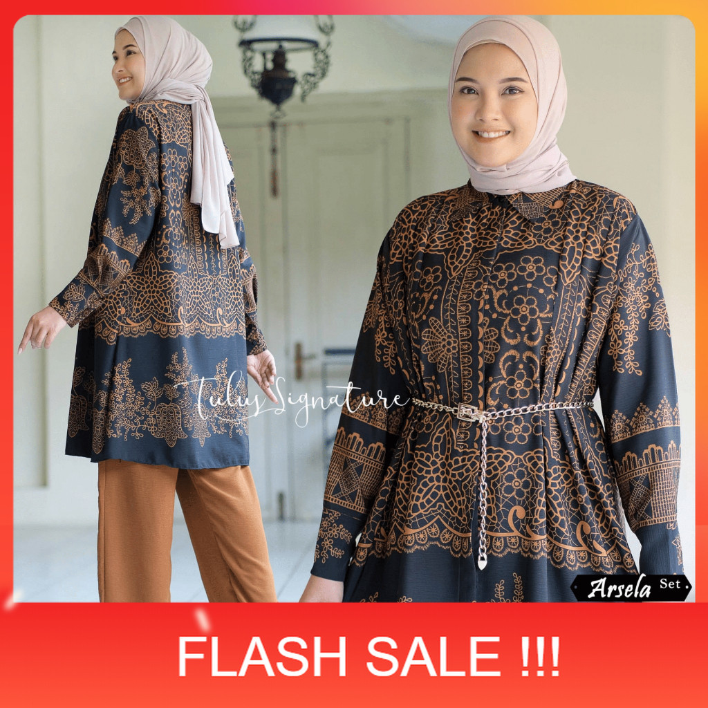 PROMO Tulus Signature Setelan One Set Wanita Jumbo Kekinian Ootd Outfit Kondangan Arsela