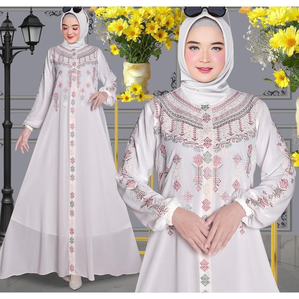 GAMIS SERUTY BORDIR SWAROSKI (PUTIH)