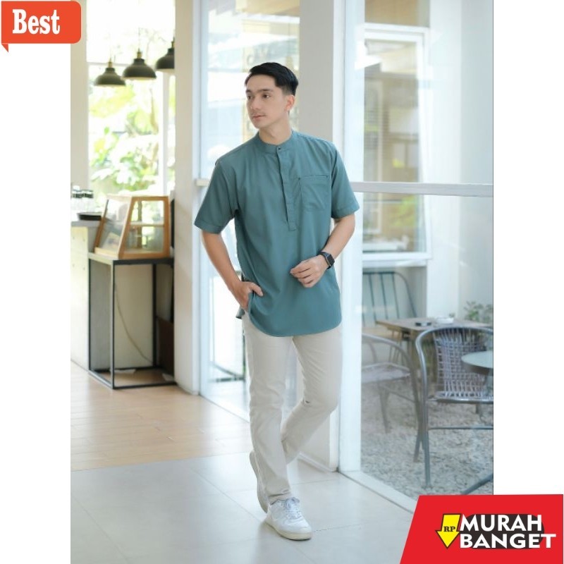 Baju muslim pria pendek- Koko kurta dewasa lengan pendek model 2024