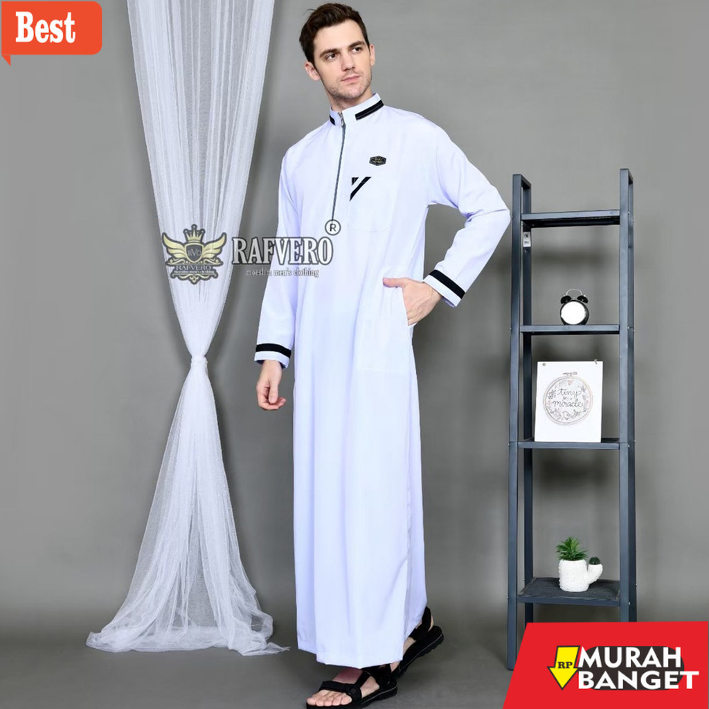 Baju timur tengah pria- Dstore - Jubah Pria polos motif list - gamis pria - jubah dewasa - baju koko