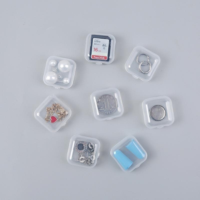 Kotak Tempat Perhiasan Plastik Kecil Serbaguna Mini Box Bening