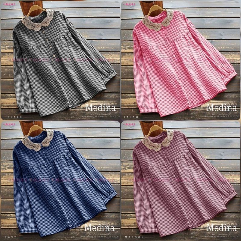 CALLIANA - COD MEDINA MELINA TUNIK BLOUSE ATASAN WANITA KATUN KOTAK YANDED ORIGINAL ALILA BUSUI KANC