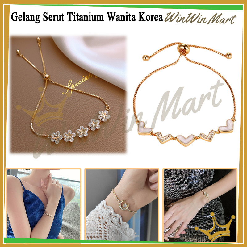 Gelang Serut Titanium Wanita Korea/Gelang Rantai Serut Wanita/Gelang Titanium Wanita Anti Karat