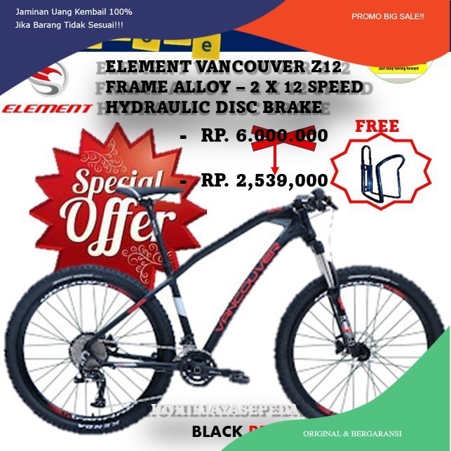 PROMO FLASH SALE Sepeda Gunung 27,5 Police MTB Vancouver Z12 2 X 12SPEED BY element - black red