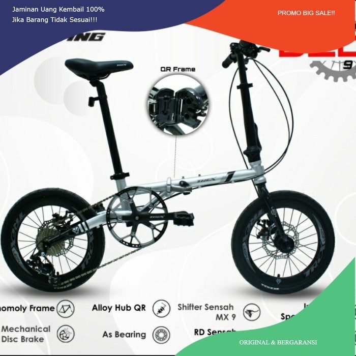 PROMO FLASH SALE Sepeda Lipat 16 inch Trex Leon Chromoly 9 speed jangkrik