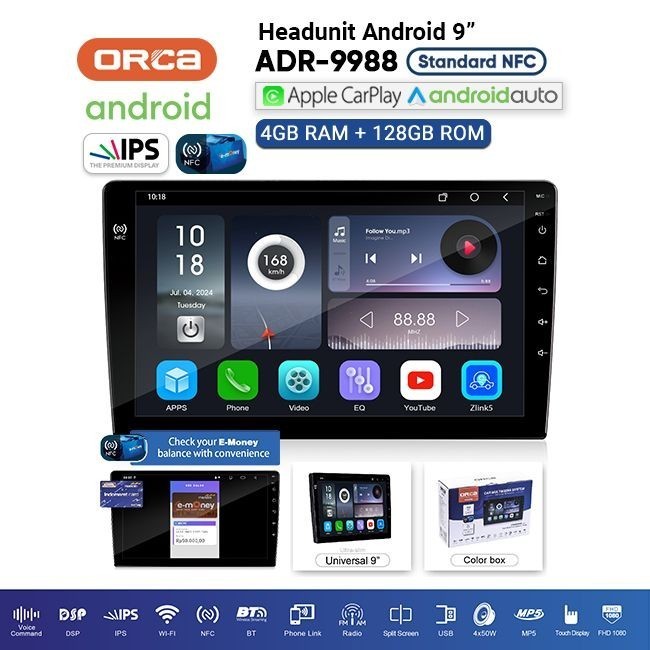 Head Unit TV Android 9" inch Universal ORCA ADR-9988