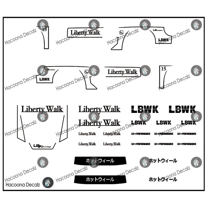 LBWK Liberty Walk S15 Black Font Water Decal