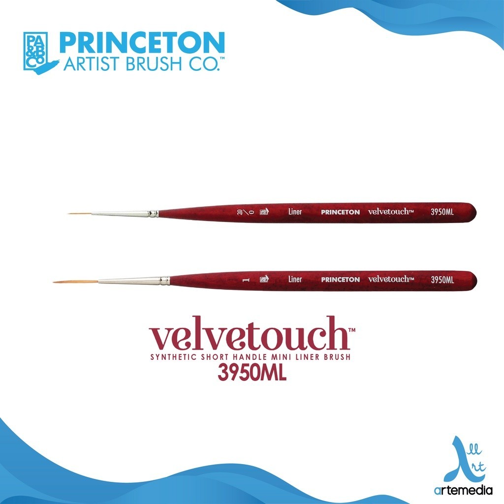 

Princeton Velvetouch 3950ML Mini Liner Synthetic Watercolor Brush Short Handle Kuas Lukis