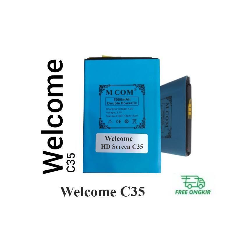Baterai MCOM for HD Screen Welcome C35 Double Power 5000mAh batere batre batrai battery