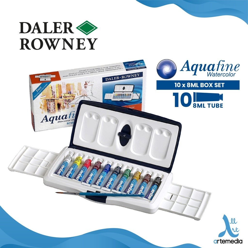 

Daler Rowney Aquafine Tube 10x8ml Plastic Box Watercolor Set Cat Air