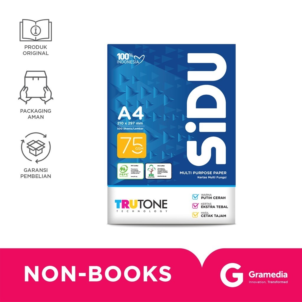 

Kertas HVS SIDU SDU 75gram A4 210 x 297