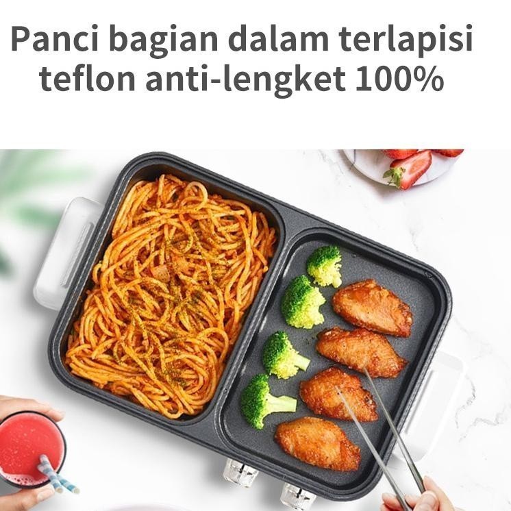 [KODE 955] Simplus Panci Listrik Multifungsi Wajan 2 dalam 1 BBQ grill & Hotpot Low Watt Kompor Elek