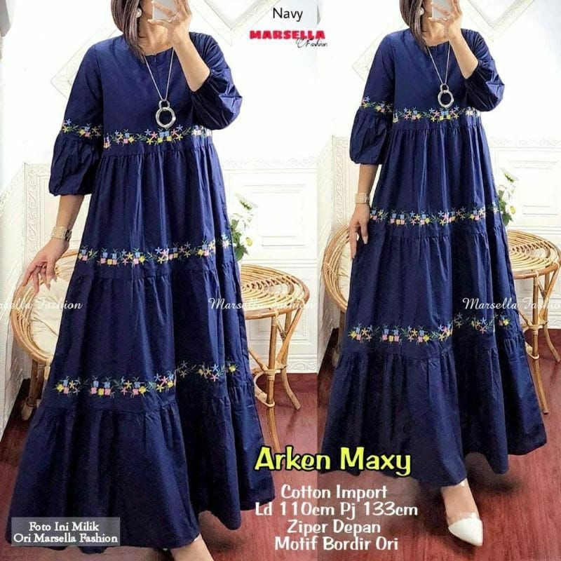 Gamis Katun Wanita Terbaru Paling Laris ARKEN MAXY by Fashion Hijab Solo