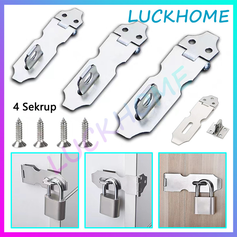 Overpal Plat Stainless 4 Inch 4" Cantolan Kait Gembok Grendel Overpal Grendel pintu stainless Grende