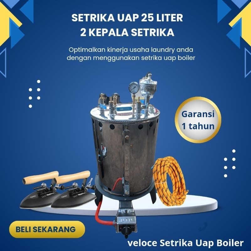 SETRIKA UAP BOILER 25LITER 2 KEPALA SETRIKA