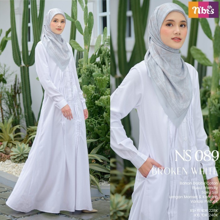 Gamis Nibras NS 89 Warna Black Hitam Polos Baju Haji Umroh Branded Ori - Hitam Black, XS