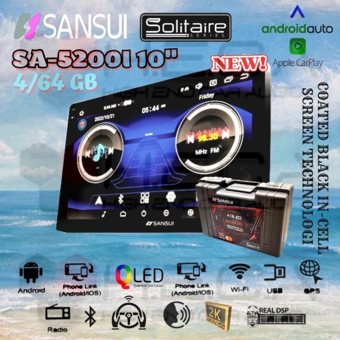 Sansui Solitaire 4/64 GB Android 10 inch SA-5200I Head Unit Tape Mobil