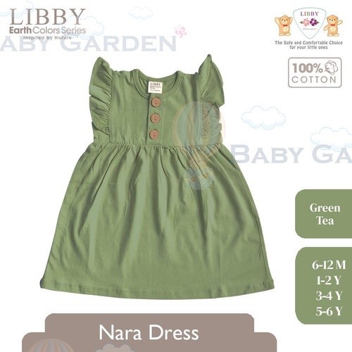 Libby baju bayi perempuan nara dress green tea 3-4y
