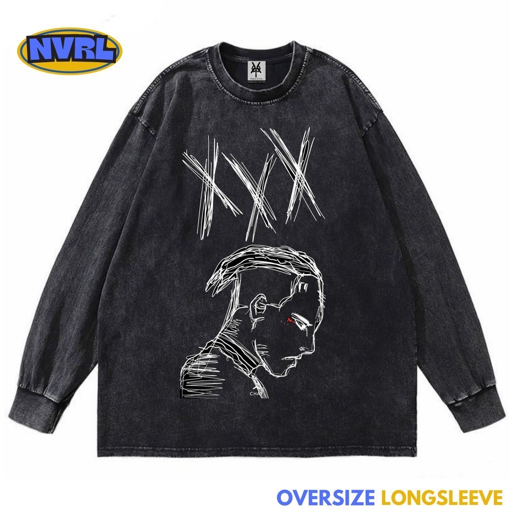 Kaos oversize longsleeve xxxtentacion aesthetic washed washing vintage tee