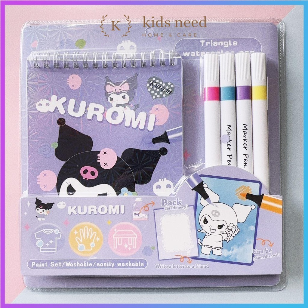 

paint set Buku gambar karakter anak / Buku binder mewarnai free coloring book pen maker premium / paint set kuromi sanrio easily washable kado souvenir iigen